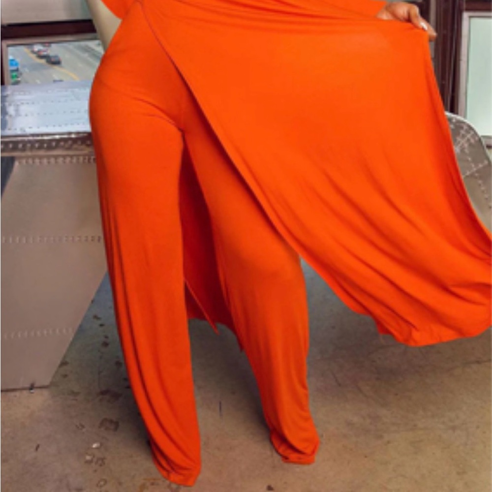 HIGH SLIT LONG TOP PANTS SET - Picture 2 of 2